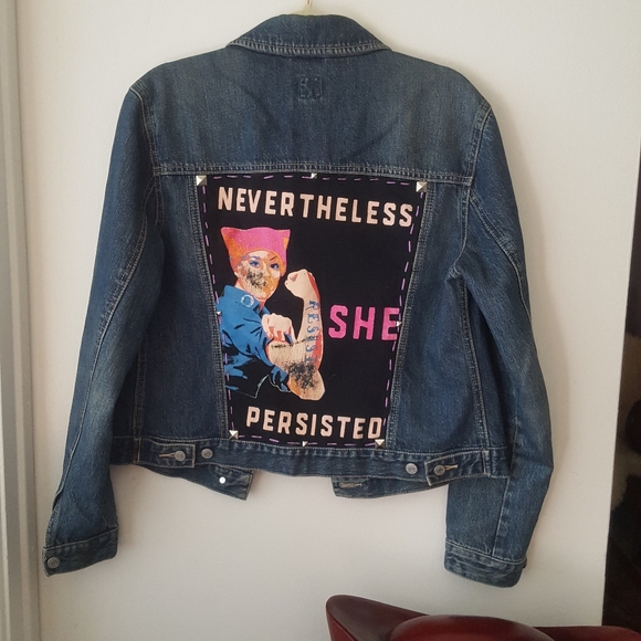 ๐Upcycled Gap Denim Jean Jacket Rosie Nevertheless - Picture 7 of 11